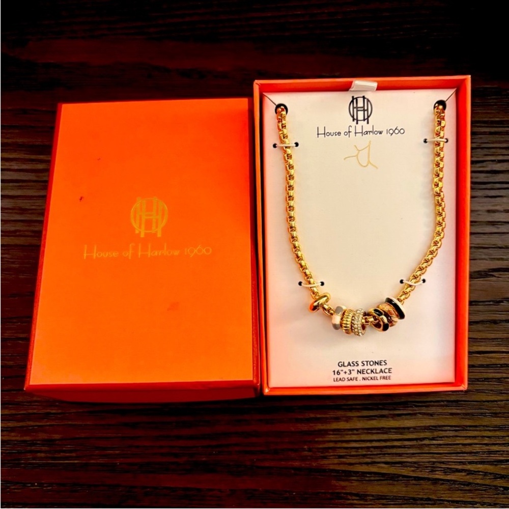 NWT House of Harlow 1960 Gold Necklace with Beads